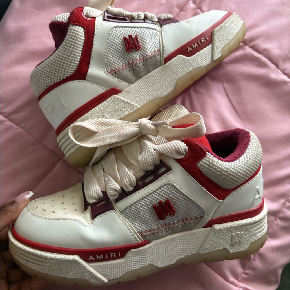AMIRI Women's Red and Cream Sneakers